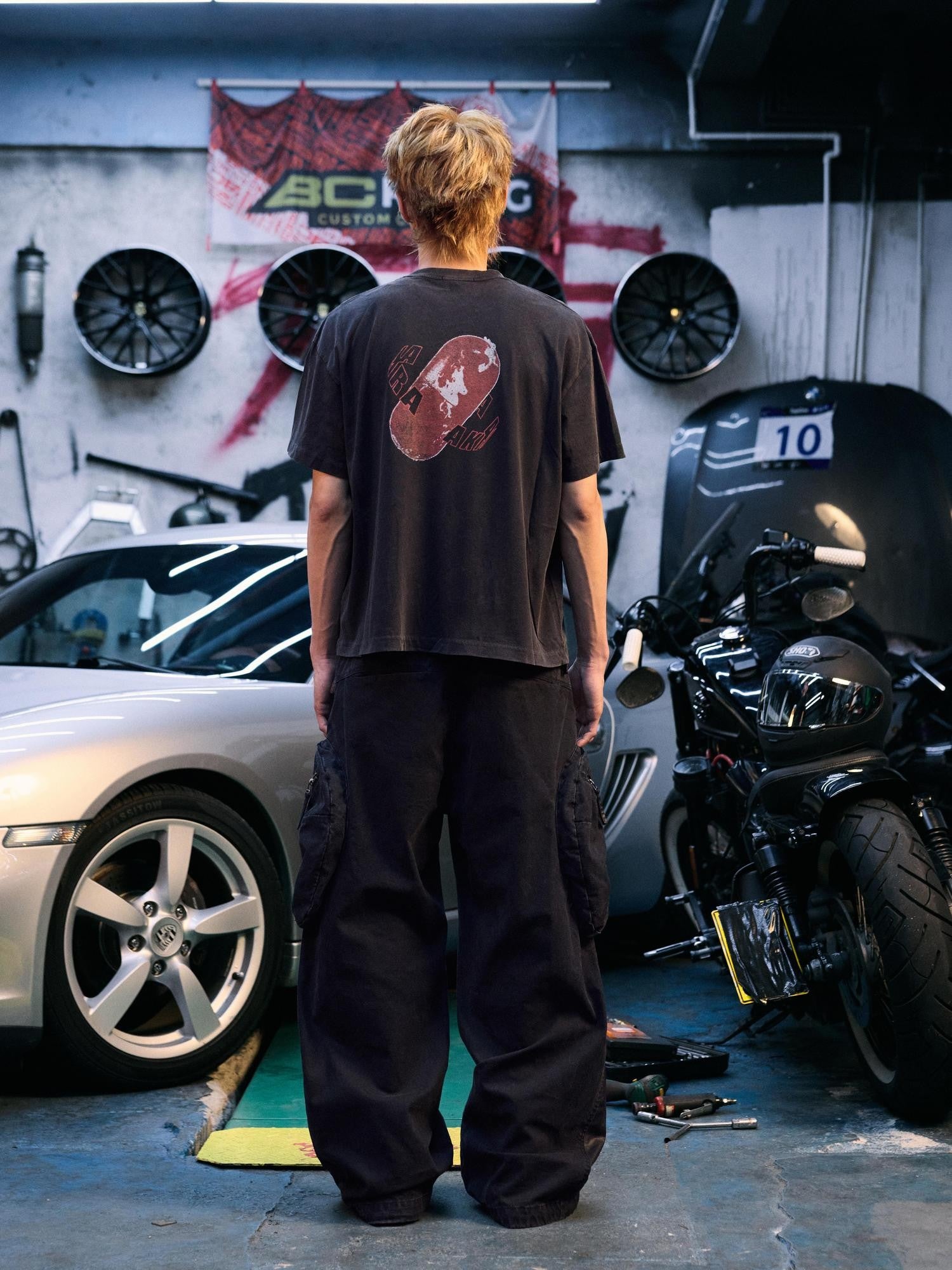 AvinMade Tokyo Explosion Motorcycle Print Loose Fit Women's Cotton Short Sleeve T-shirts