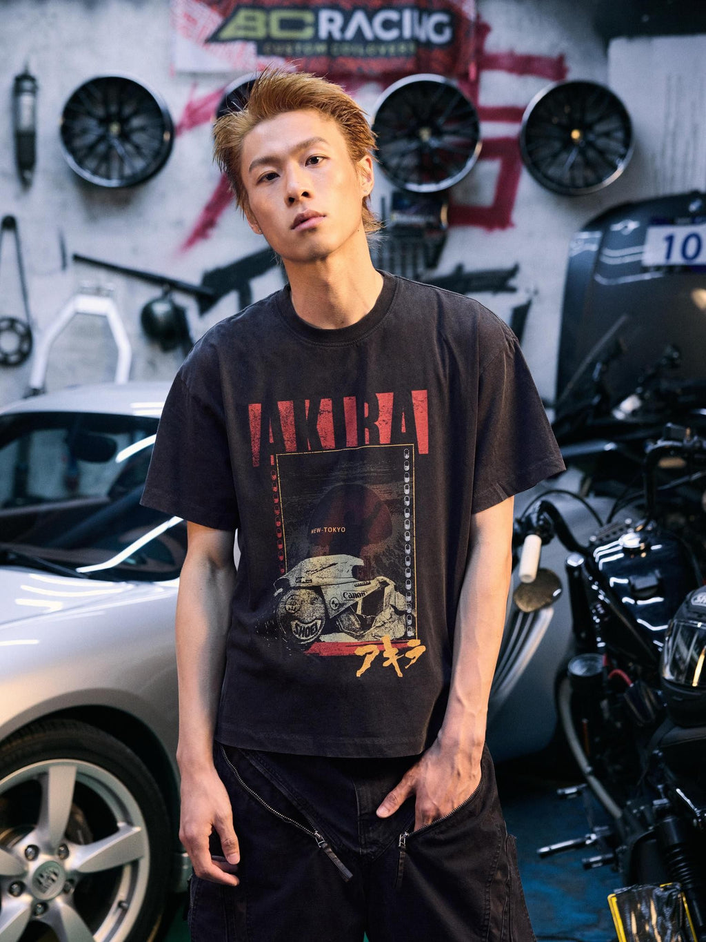 AvinMade Tokyo Explosion Motorcycle Print Loose Fit Women's Cotton Short Sleeve T-shirts