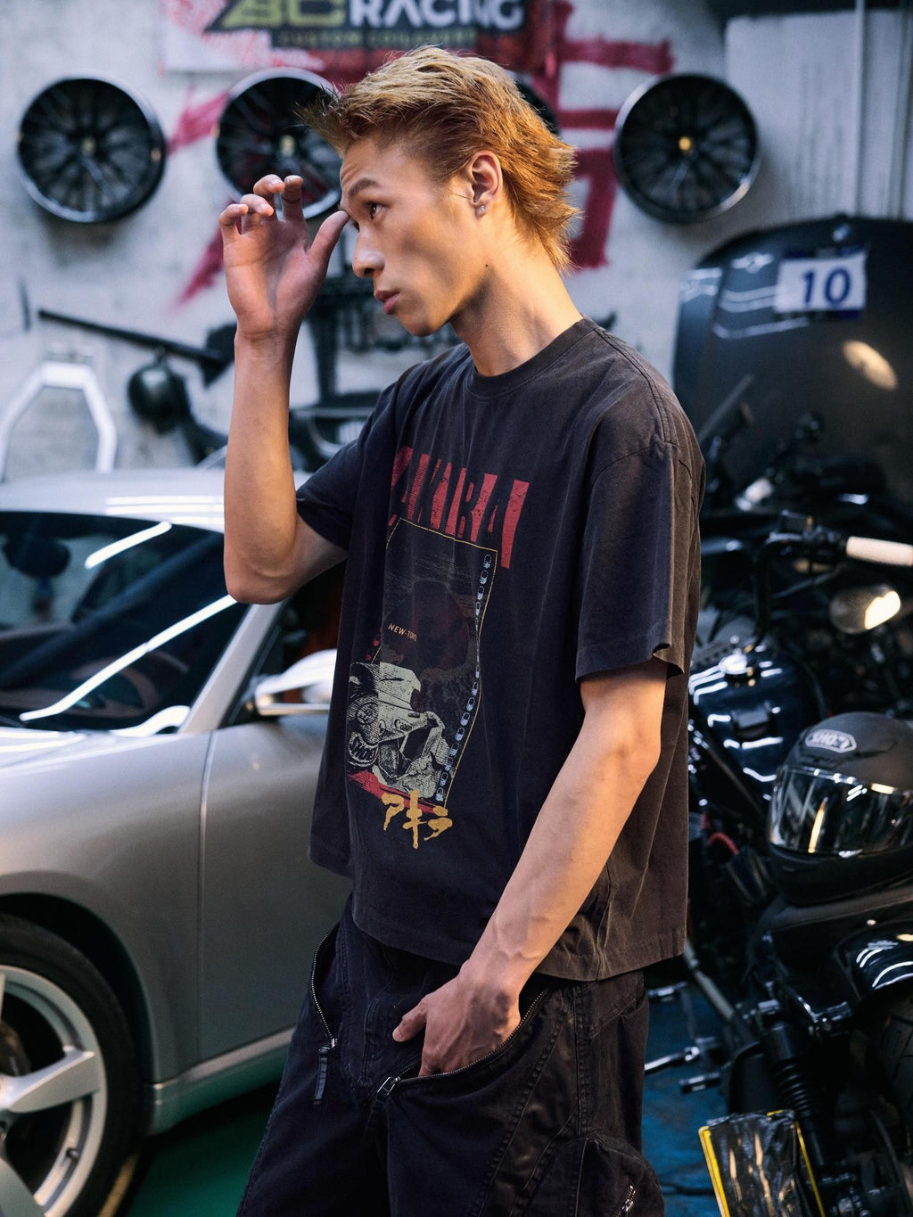 AvinMade Tokyo Explosion Motorcycle Print Loose Fit Women's Cotton Short Sleeve T-shirts