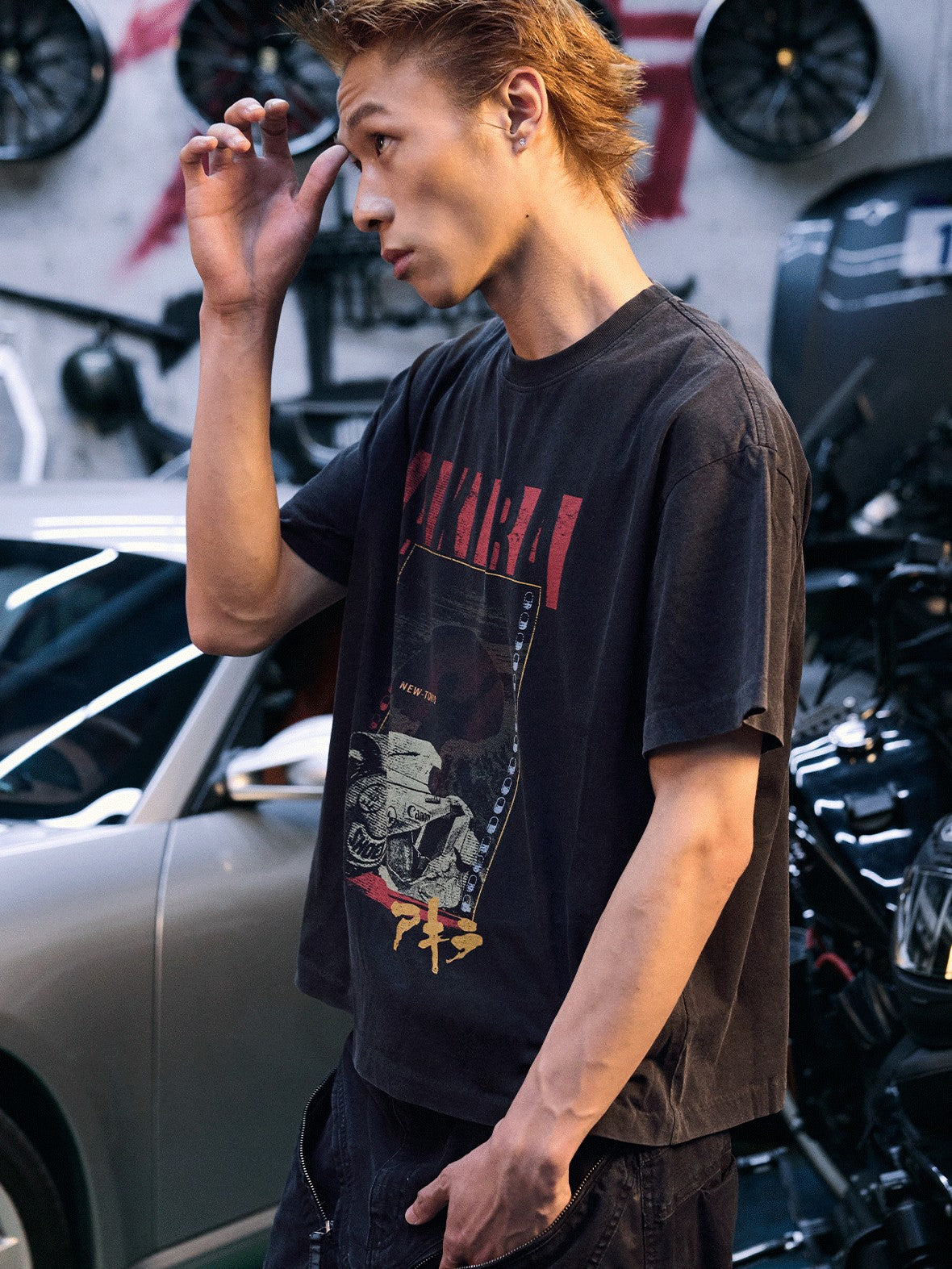 AvinMade Tokyo Explosion Motorcycle Print Loose Fit Women's Cotton Short Sleeve T-shirts
