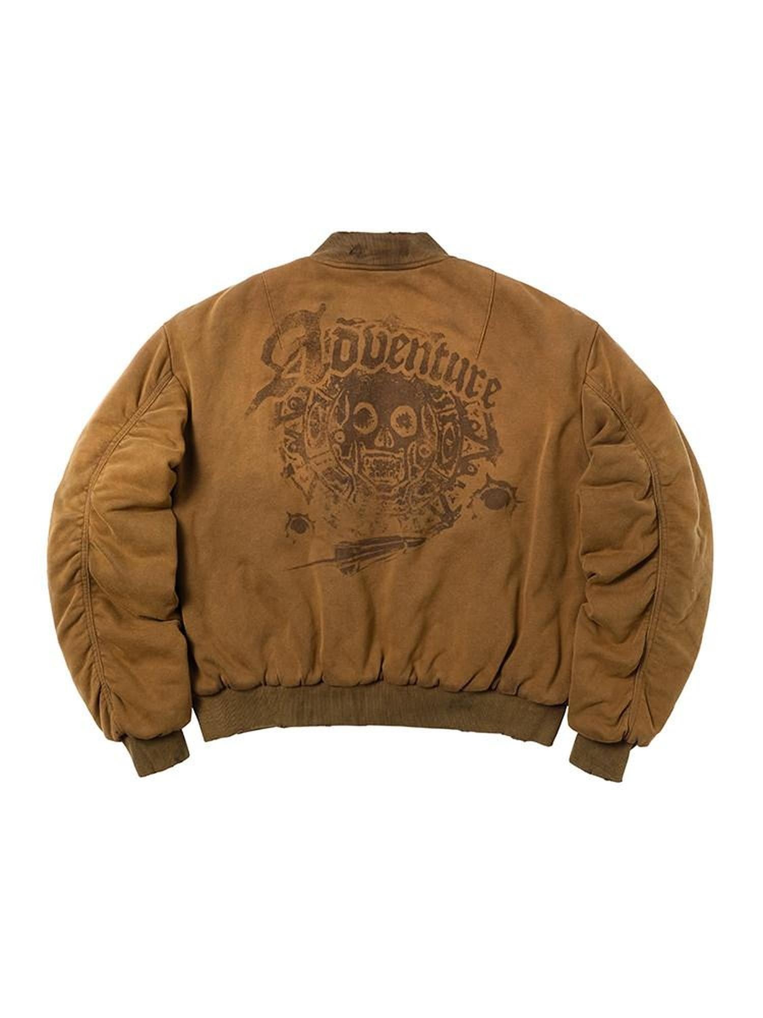 AvinMade Washed Aztec Coin Print Baseball Collar Women's Cotton Harrington Jackets