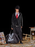 AvinMade Washed Black Distressed Water Ripple Half High Collar Women's Cotton Cardigans
