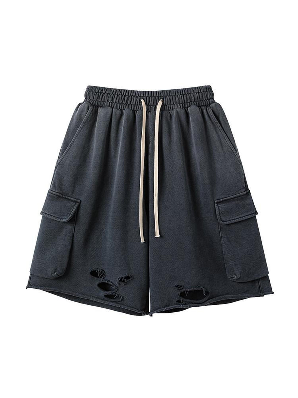 AvinMade Washed Black Spray Dye Distressed Pockets Women's Sweat Shorts