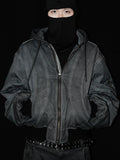 AvinMade Washed Distressed Ma1 Bomber Hooded Women's Cotton Puffer Jackets
