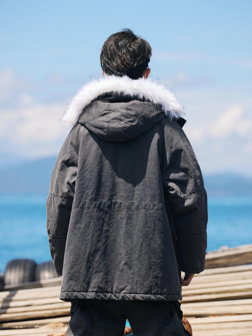 AvinMade Washed Distressed N3b Pilot Hooded Women's Cotton Padded Puffer Jackets