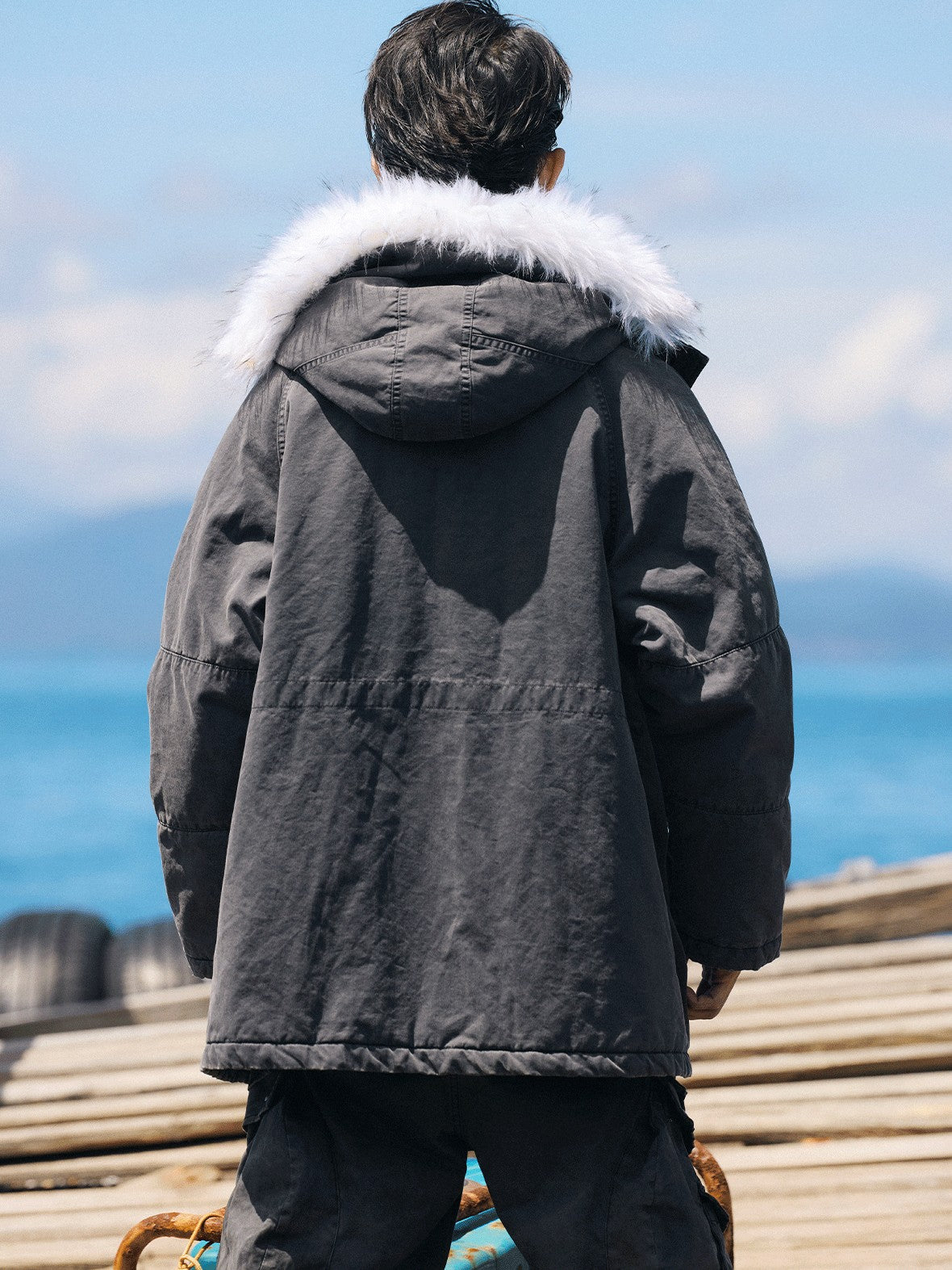 AvinMade Washed Distressed N3b Pilot Hooded Women's Cotton Padded Puffer Jackets