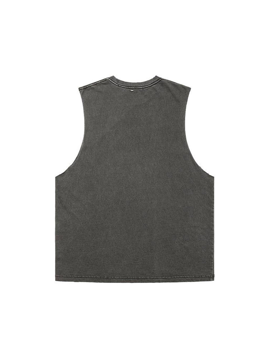 AvinMade Washed Gray Slogan Print Hooded Women's Washed Cotton Basic Tank Tops