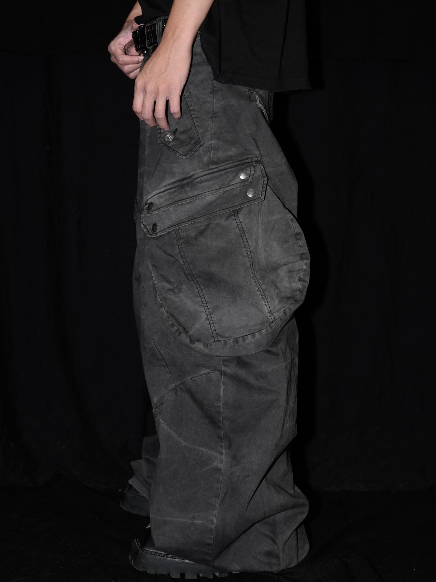 AvinMade Water Ripple Scimitar Cargo Women's Cotton Straight Wide-leg Pants