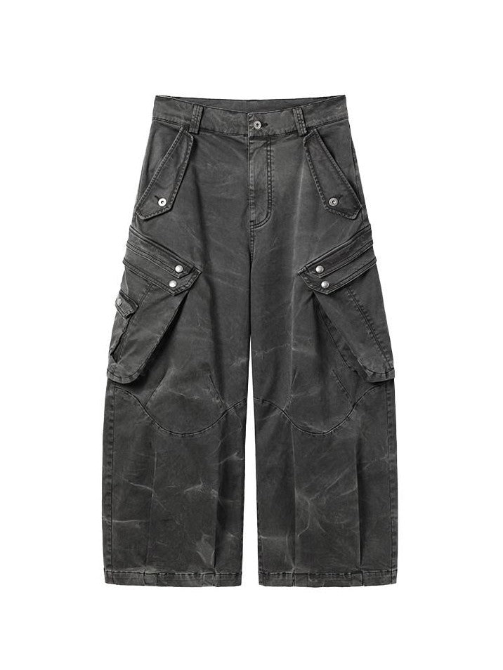 AvinMade Water Ripple Scimitar Cargo Women's Cotton Straight Wide-leg Pants