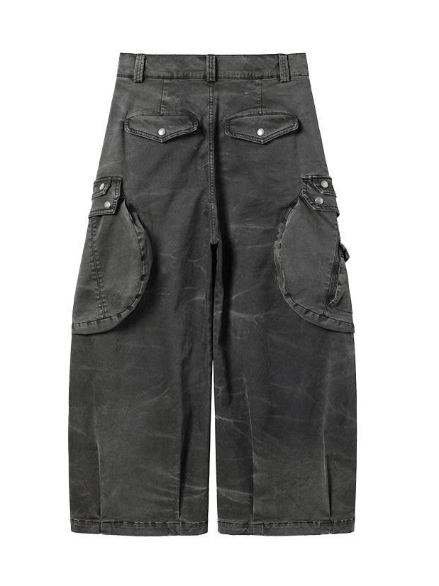 AvinMade Water Ripple Scimitar Cargo Women's Cotton Straight Wide-leg Pants