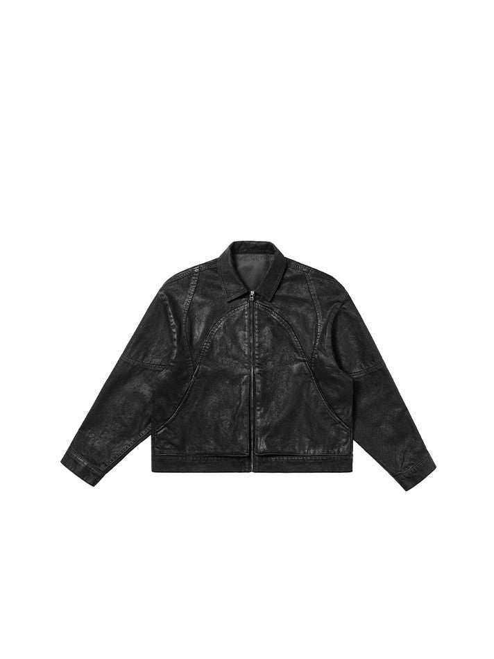 AvinMade Waxed Black Structured Zip Front Patch Pocket Women's Denim Jackets