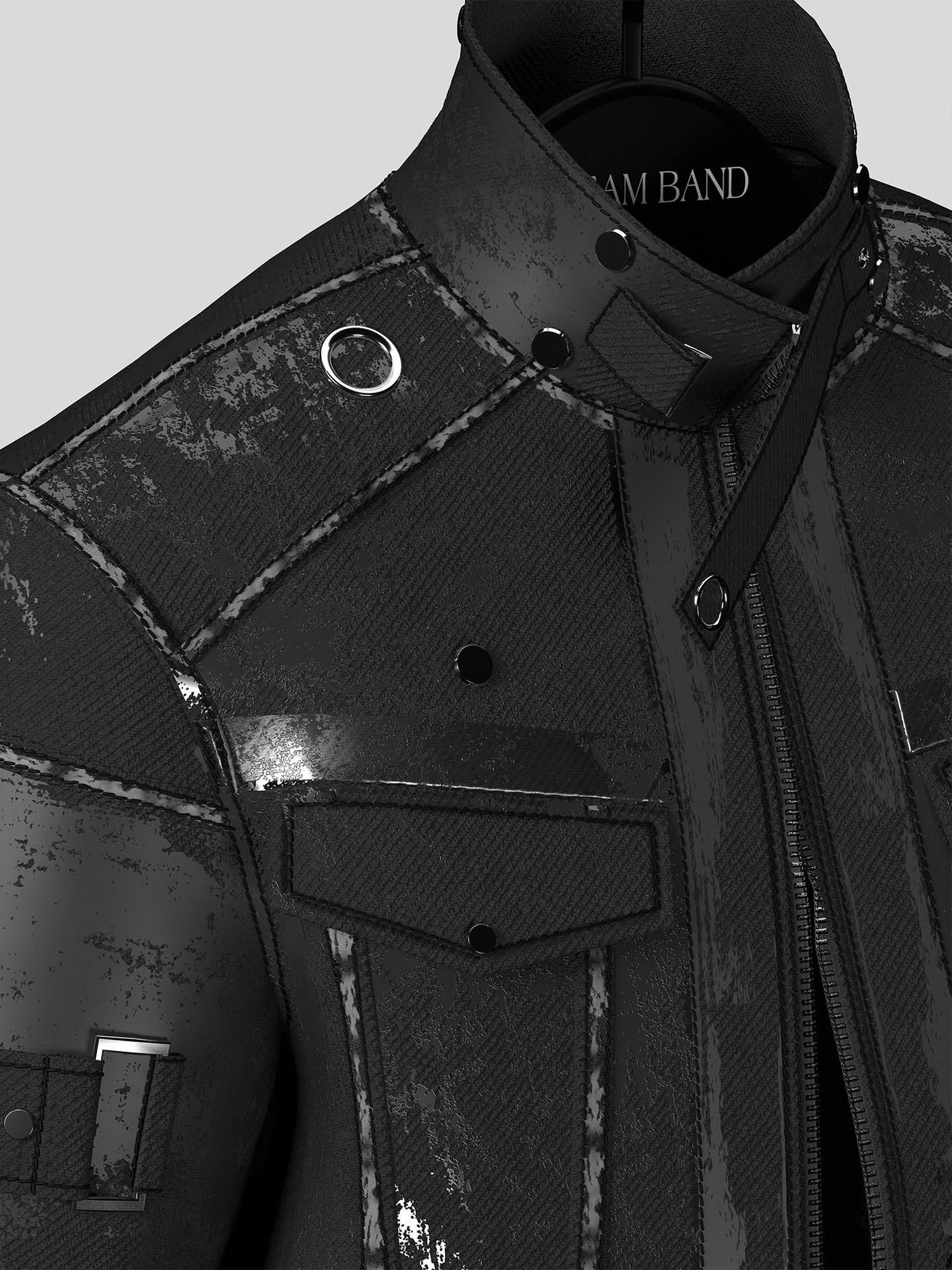 Dream Band Black Aviator Stand Collar Zip Front Cuffed Women's Cotton Bomber Jackets