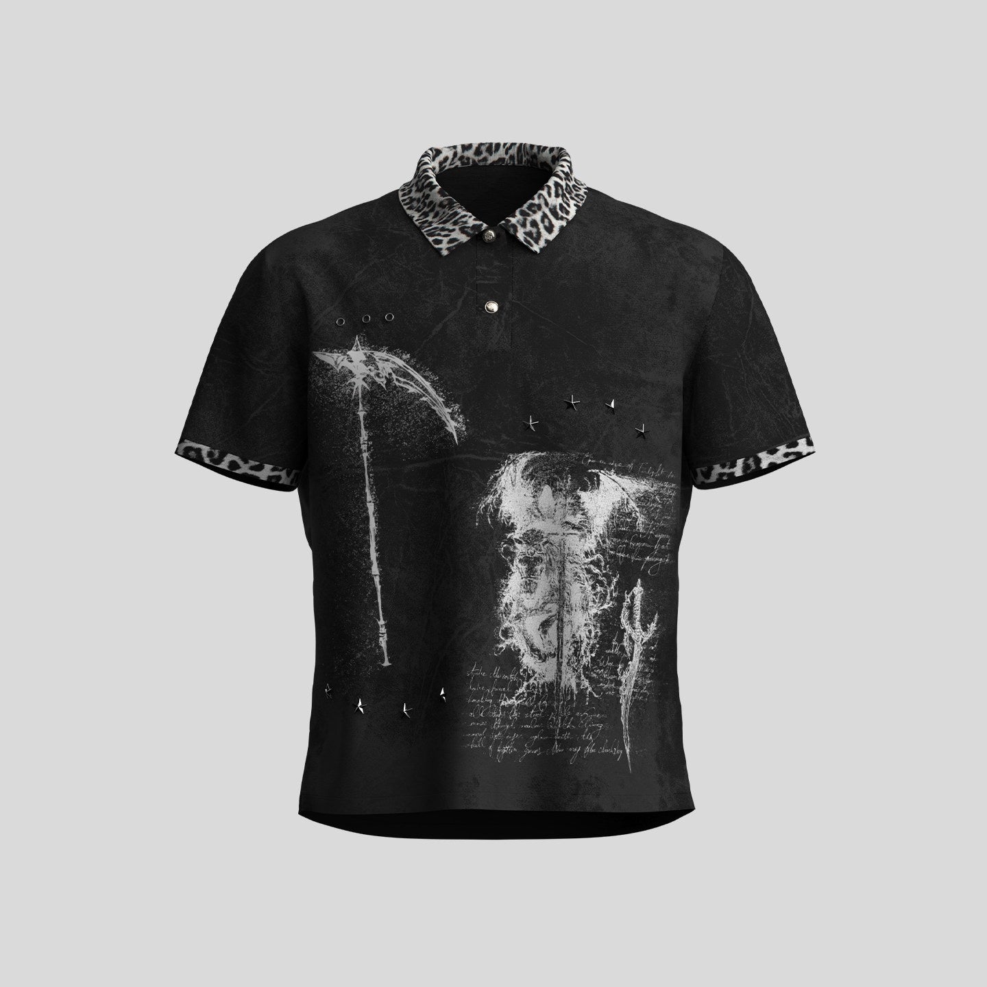 Dream_Band_Black_Leopard_Print_Metal_Button_Fitted_Women's_Cotton_Classic_Polos_1025305411036_MISSTT