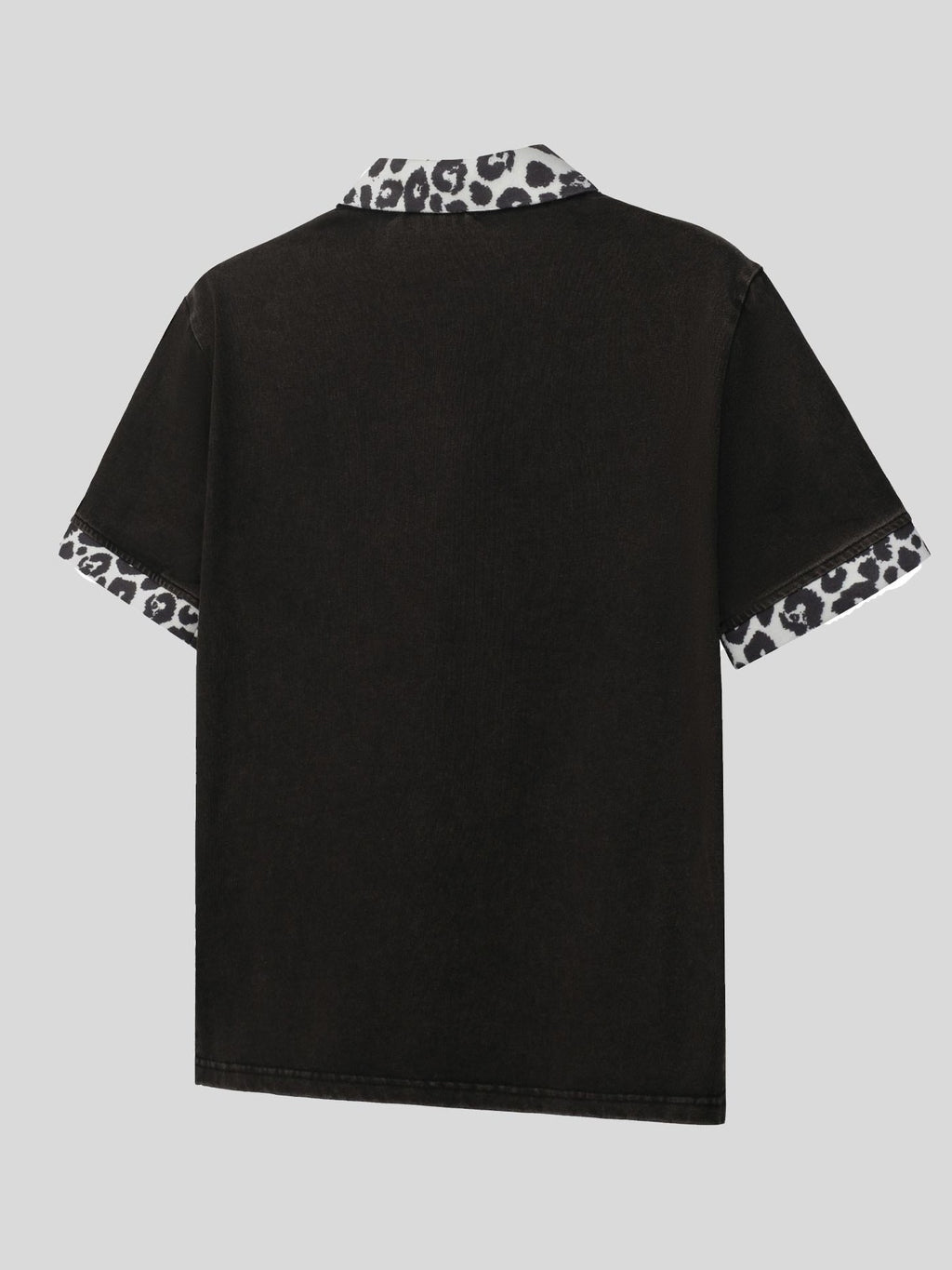 Dream Band Black Leopard Print Metal Button Fitted Women's Cotton Classic Polos