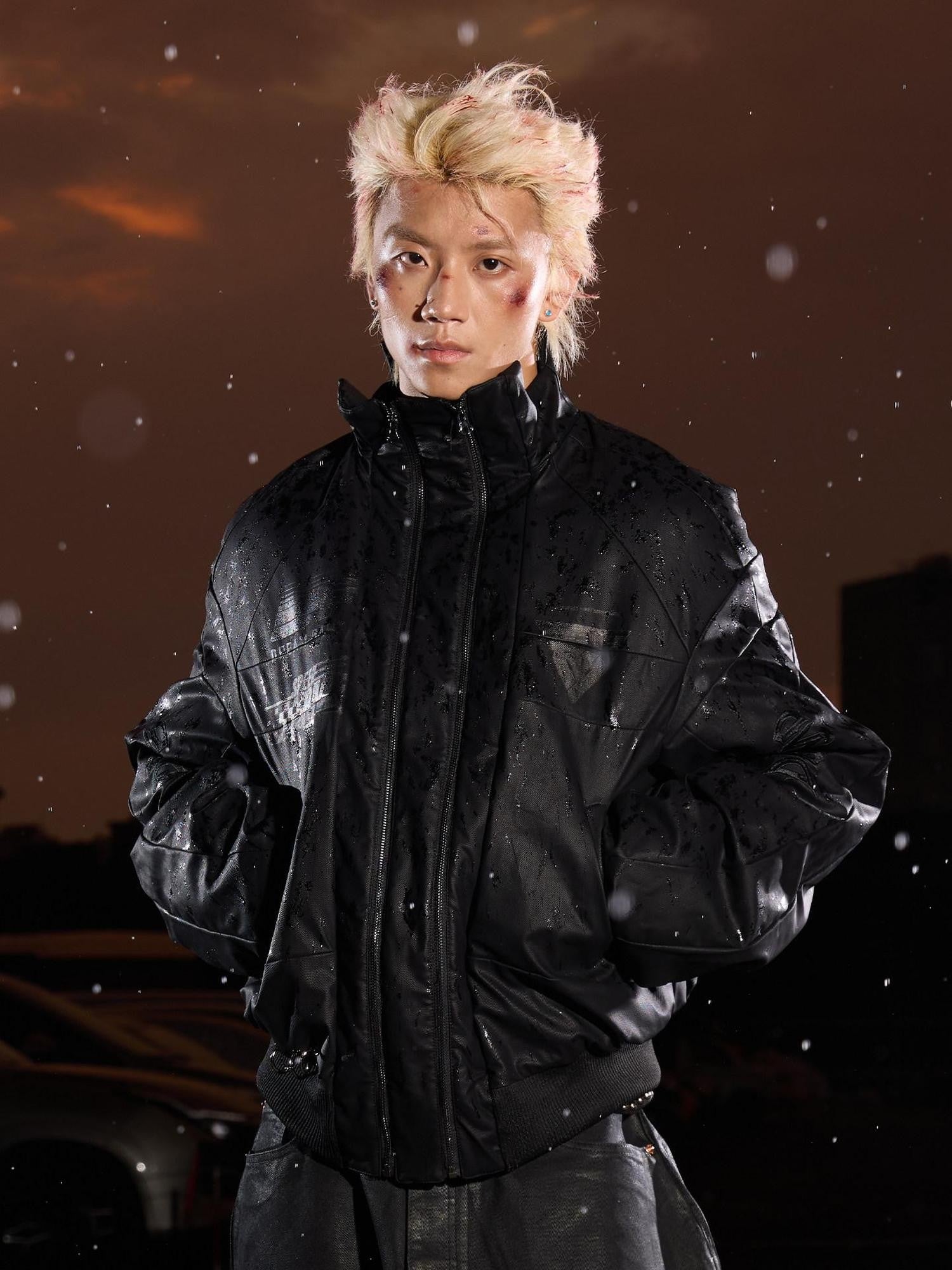 Dream Band Black Stand Collar Waterproof Women's Pu Leather Padded Puffer Jackets