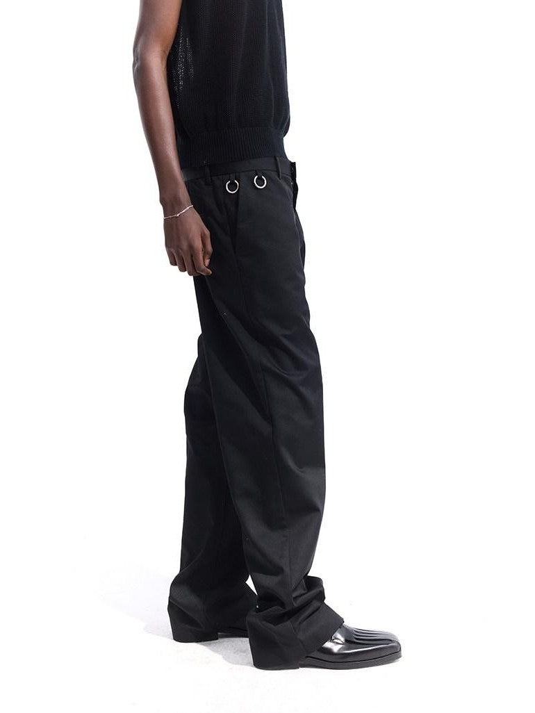 Dream Band Black Waist Ring Business Casual Loose Fit Women's Wide-leg Pants