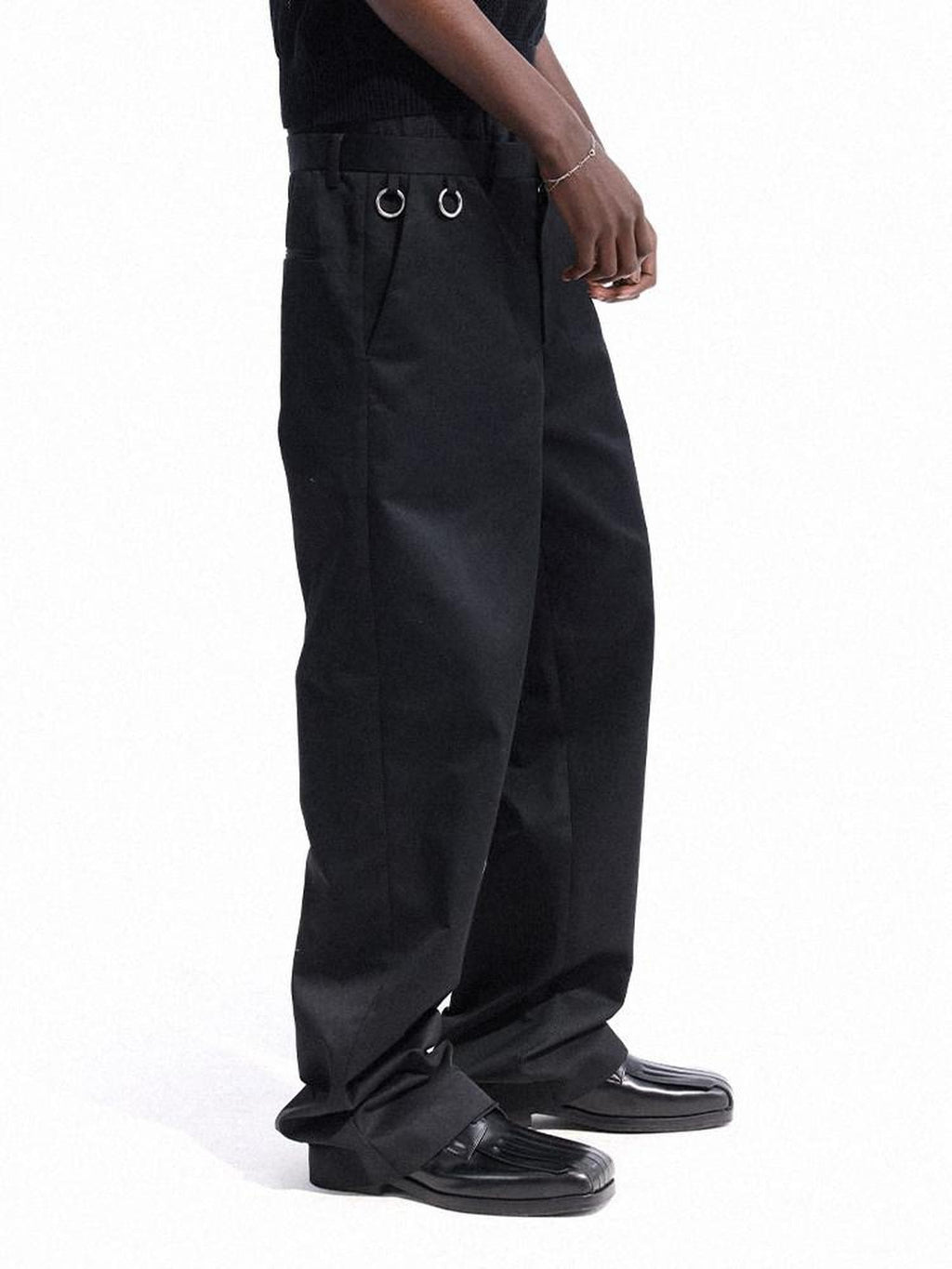 Dream Band Black Waist Ring Business Casual Loose Fit Women's Wide-leg Pants