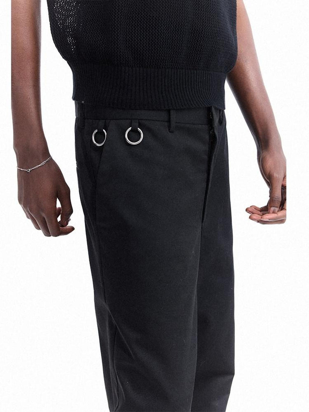 Dream Band Black Waist Ring Business Casual Loose Fit Women's Wide-leg Pants