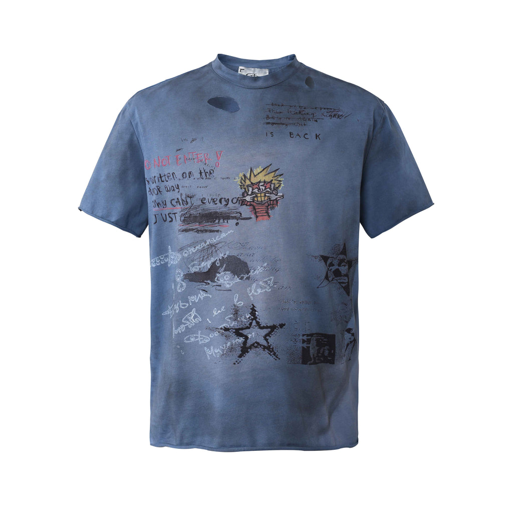 Dream_Band_Blue_Graffiti_Distressed_Print_Women's_100_Percent_Cotton_Short_Sleeve_T-shirts_1016199624134_MISSTT
