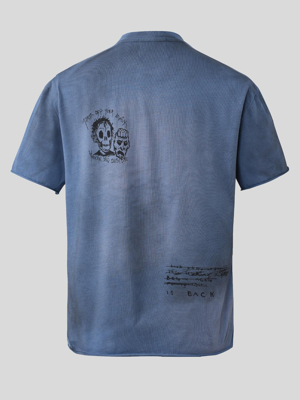 Dream Band Blue Graffiti Distressed Print Women's 100 Percent Cotton Short Sleeve T-shirts