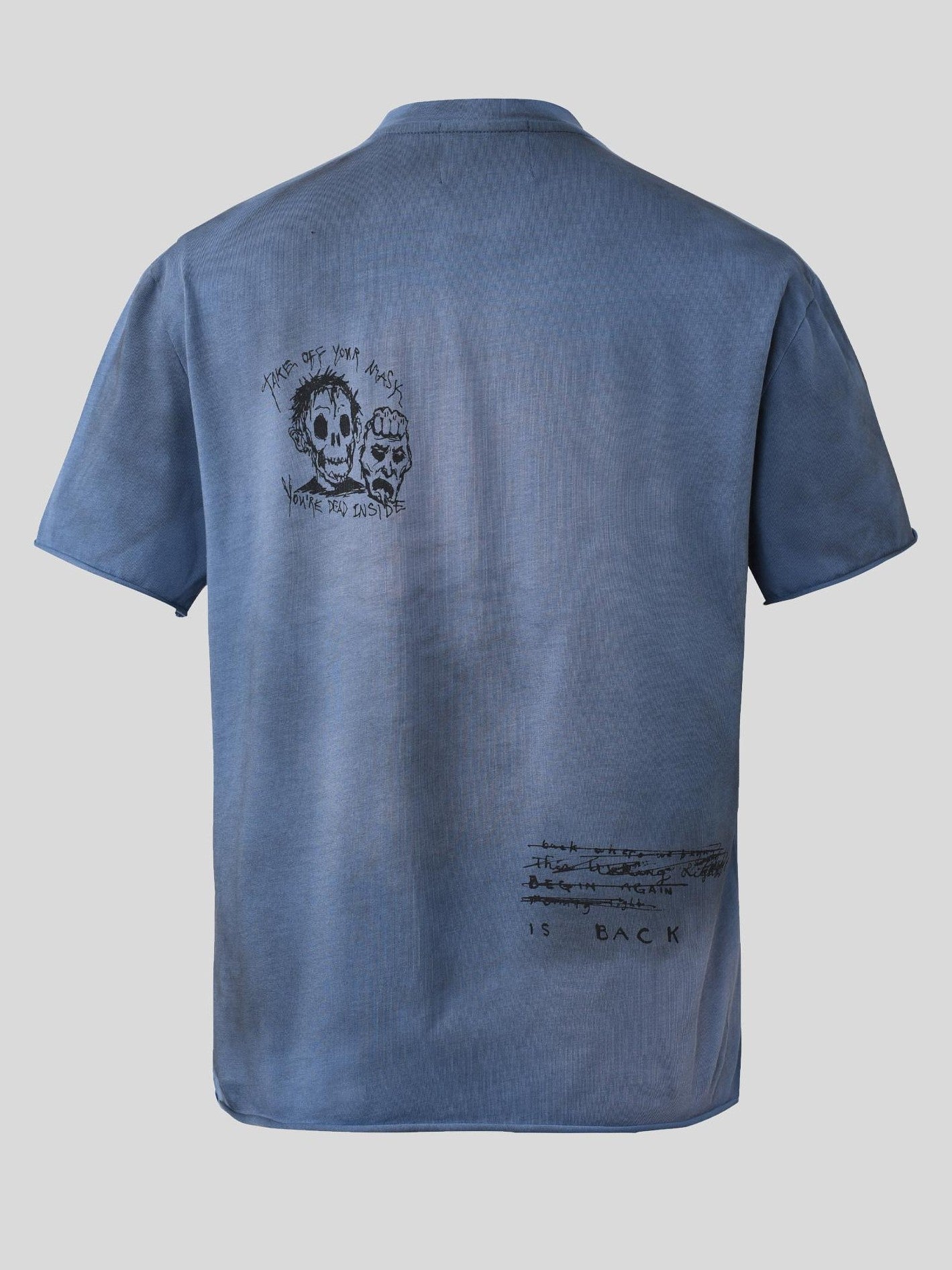 Dream Band Blue Graffiti Distressed Print Women's 100 Percent Cotton Short Sleeve T-shirts