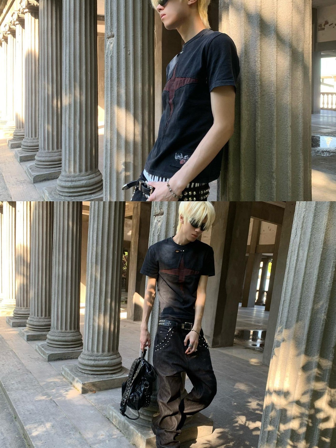 Dream Band Cross Embroidered Gothic Women's Pure Cotton Short Sleeve T-shirts