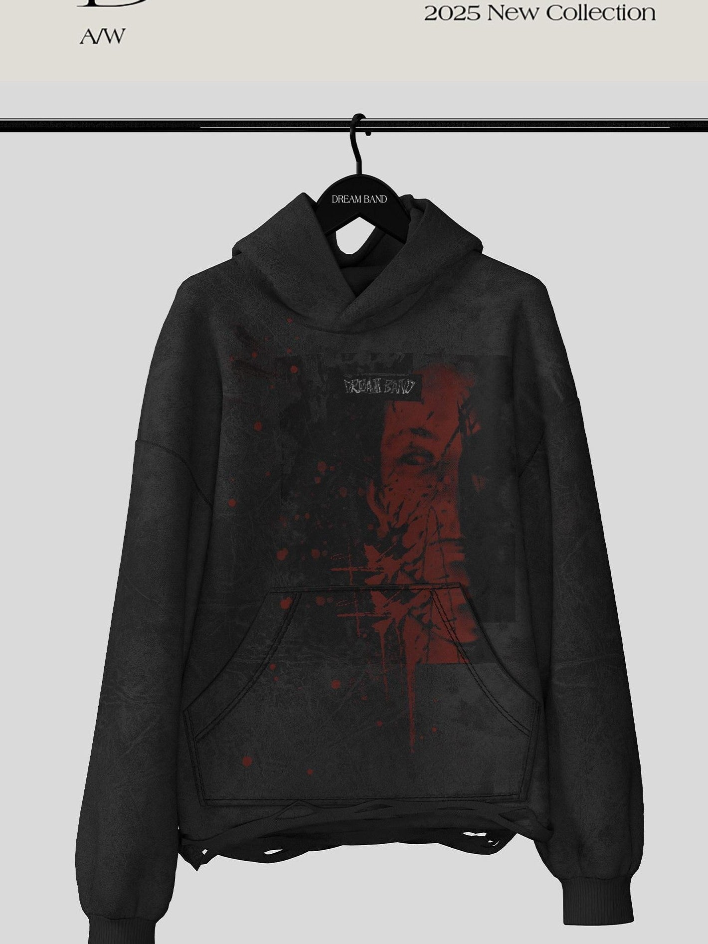 Dream Band Dark Ink Splash Cropped Tassel Studded Hooded Women's Cotton Pullover Hoodies