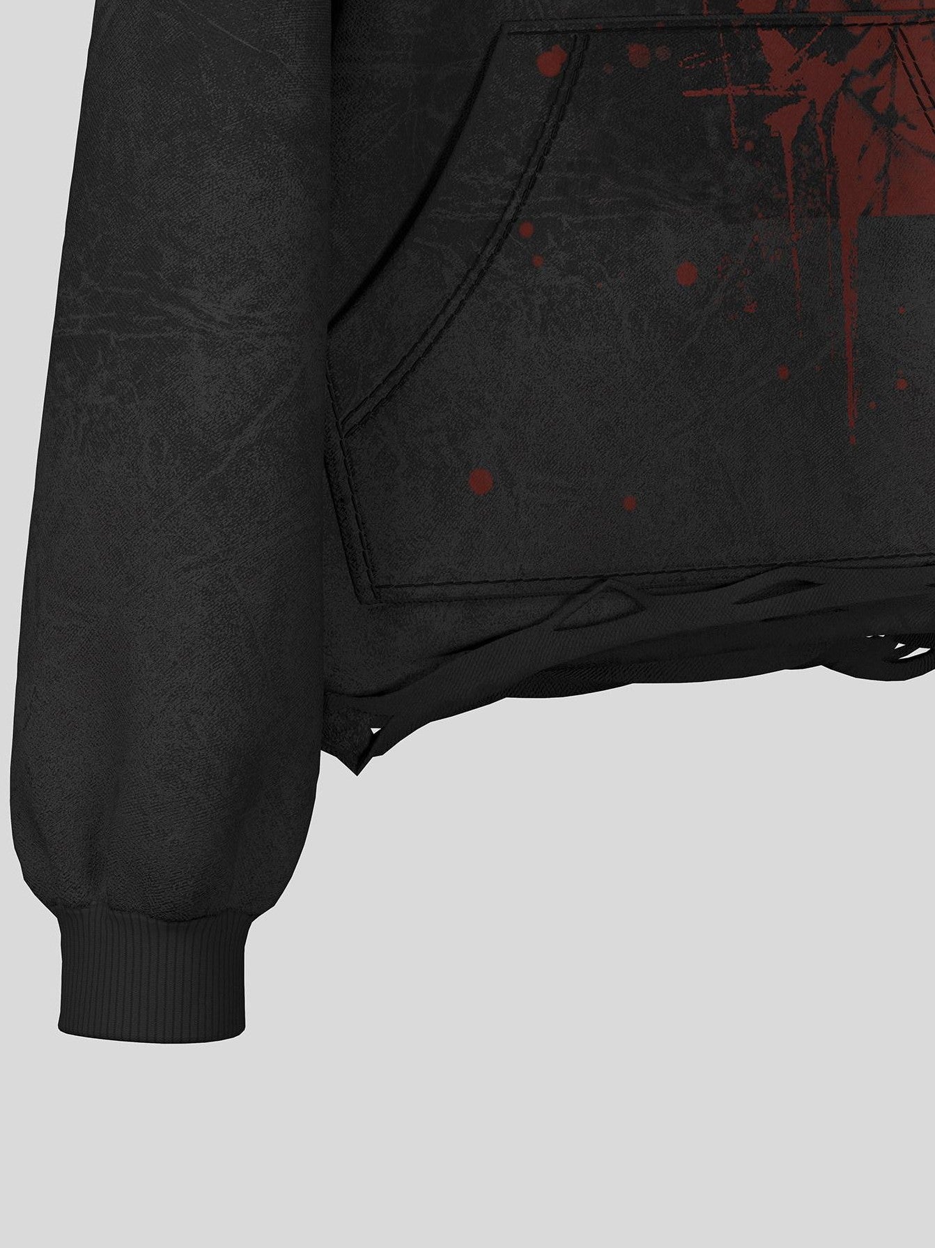 Dream Band Dark Ink Splash Cropped Tassel Studded Hooded Women's Cotton Pullover Hoodies