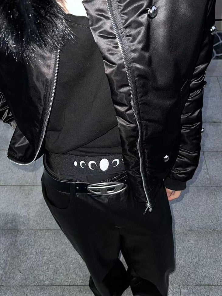 Dream Band Detachable Fur Collar Padded Ma1 Punk Short Women's Nylon Bomber Jackets