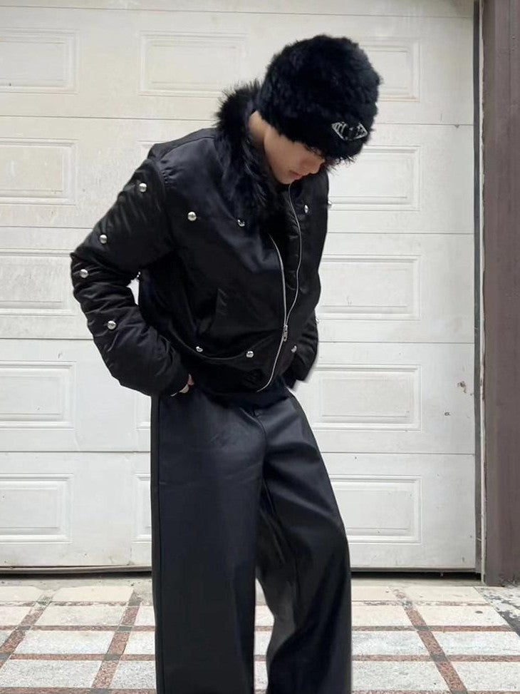 Dream Band Detachable Fur Collar Padded Ma1 Punk Short Women's Nylon Bomber Jackets