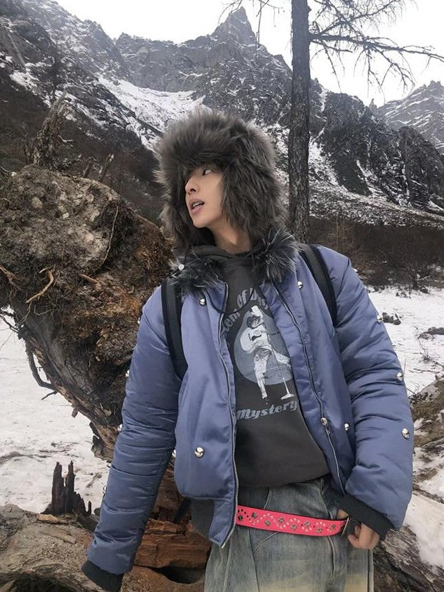Dream Band Detachable Fur Collar Padded Ma1 Punk Short Women's Nylon Bomber Jackets