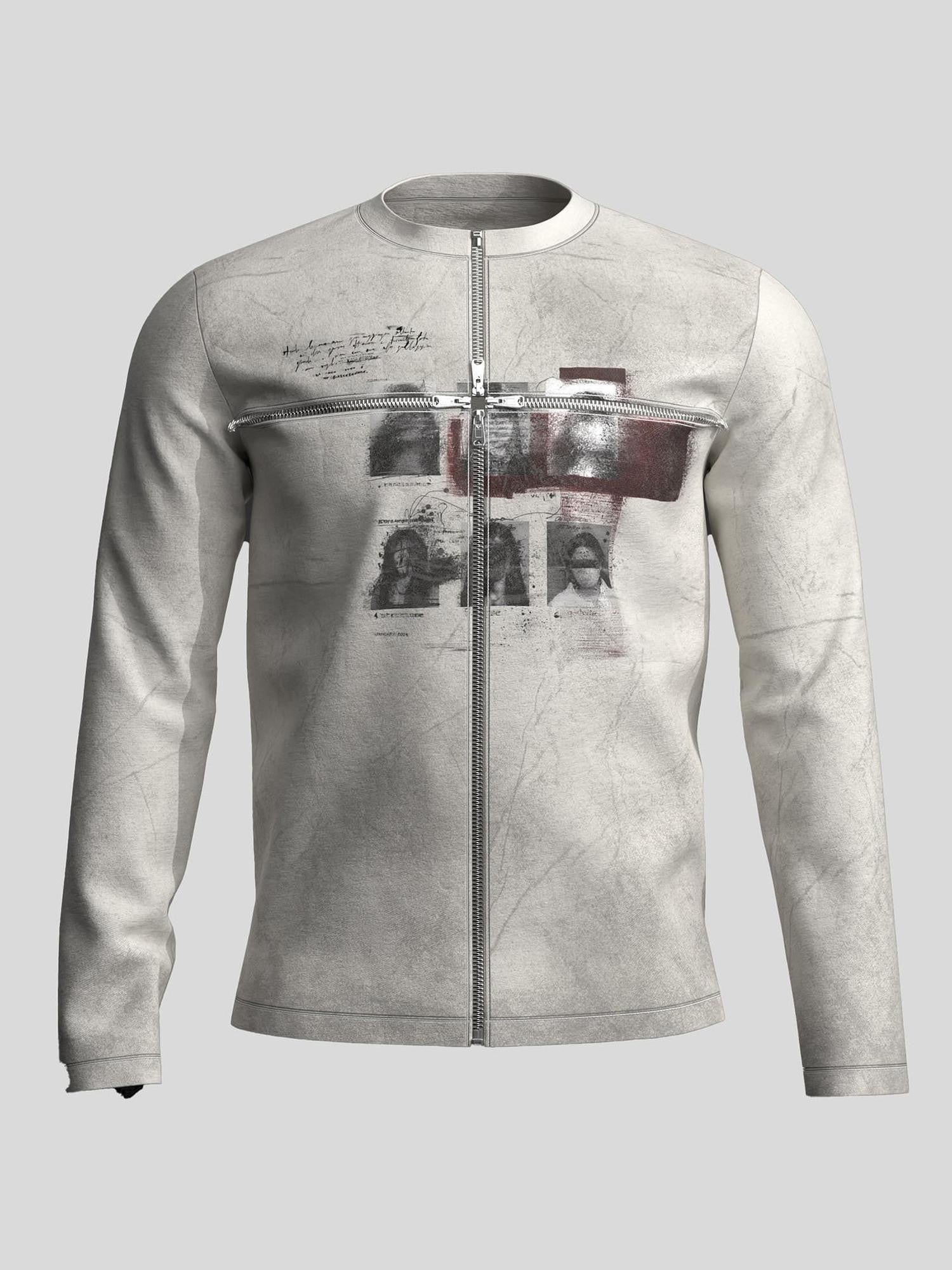 Dream Band Distressed Cross Print Gothic Zip Women's Cotton Long Sleeve T-shirts