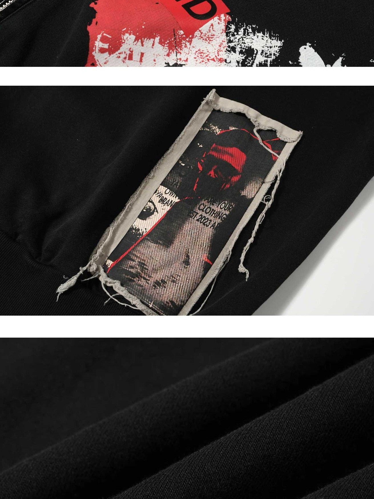 Dream Band Distressed Faux Tape Big Zipper Letters Women's Cotton Pullover Hoodies