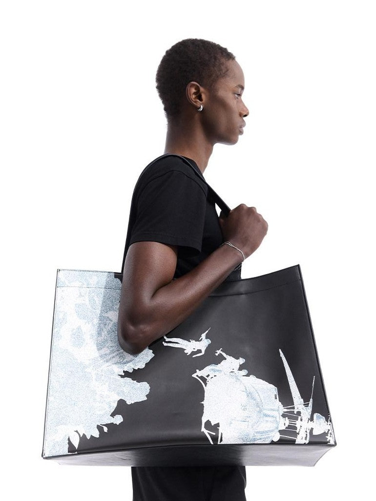 Dream Band Floral Print Horizontal Square Single Strap Open Top Women's Pu Tote Bags