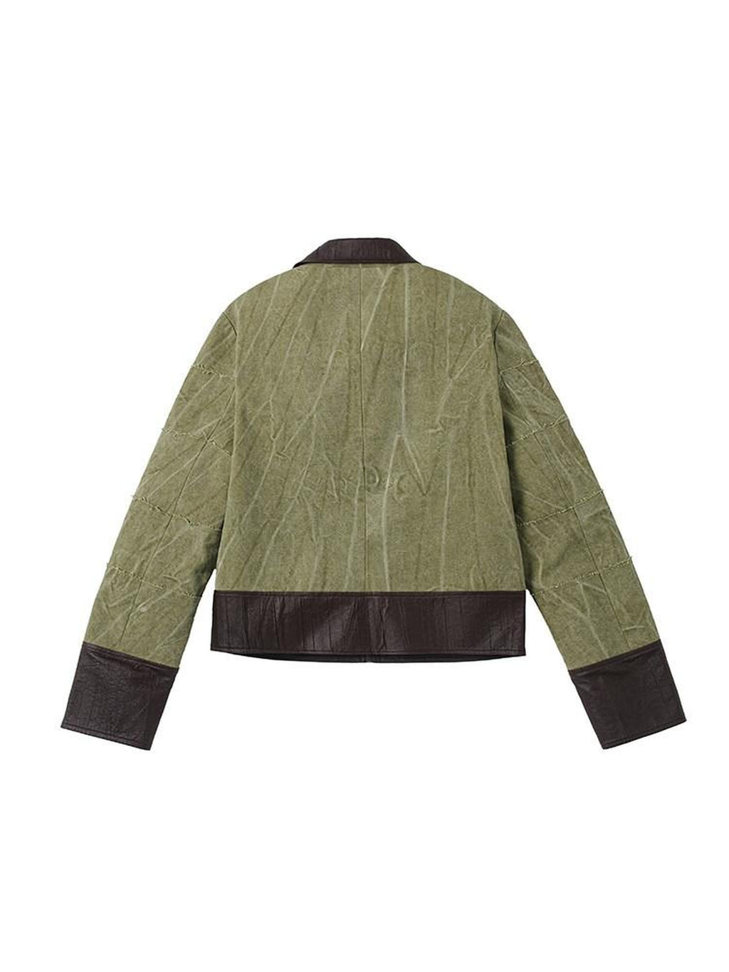 Dream Band Green Slub Notch Collar Zipper Women's Cotton Blend Coach Jackets