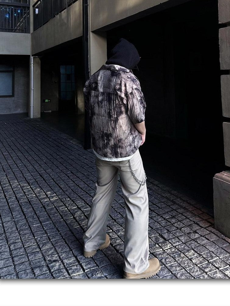 Dream Band Khaki Micro Flare Draped Texture Anti Pilling Women's Silky Dress Pants