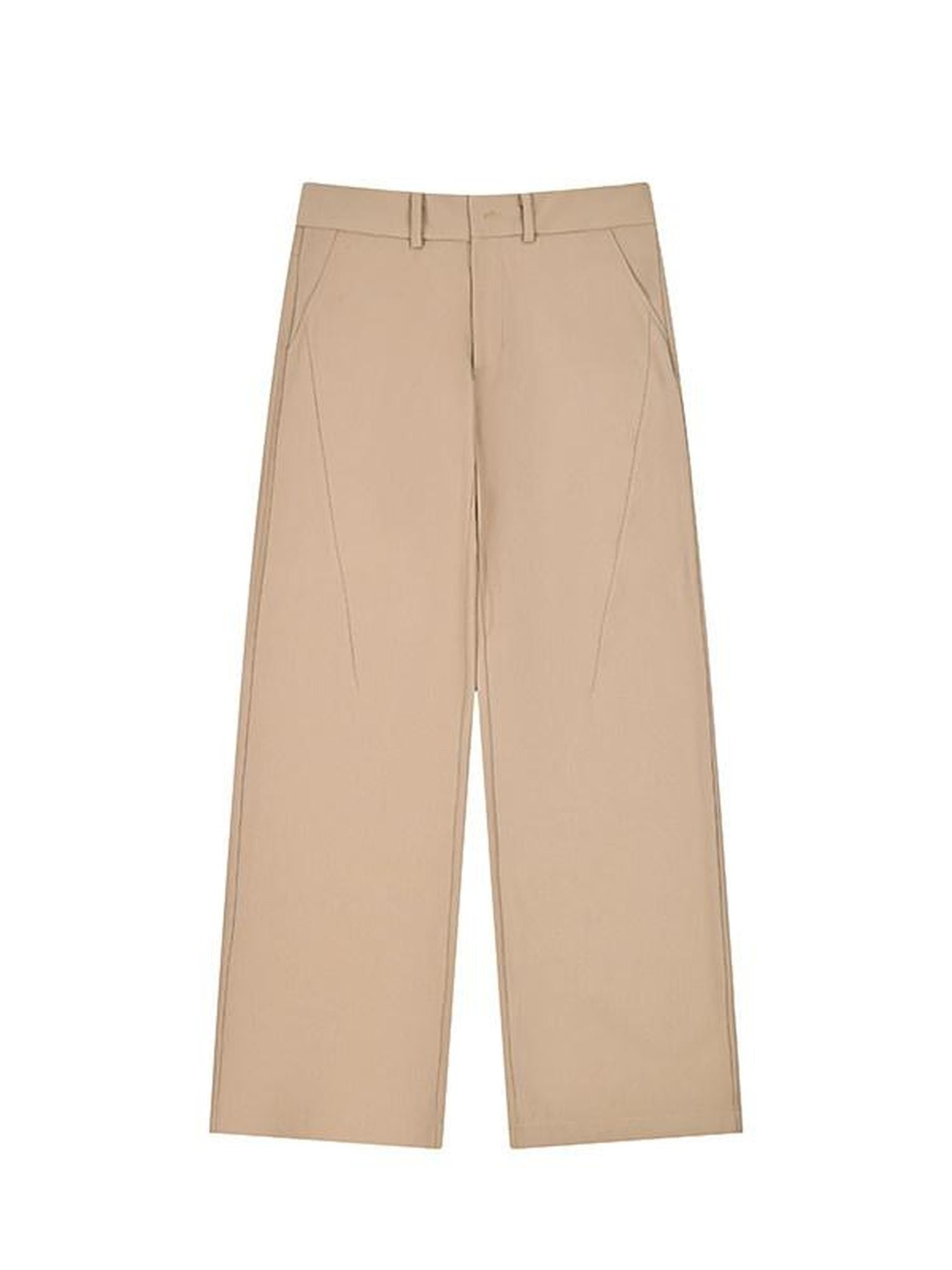 Dream Band Khaki Micro Flare Draped Texture Anti Pilling Women's Silky Dress Pants
