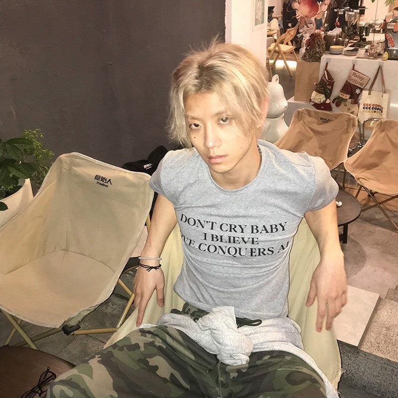 Dream_Band_Light_Gray_Letter_Print_Slim_Fit_Women's_Cotton_Blend_Short_Sleeve_T-shirts_884099245213_MISSTT