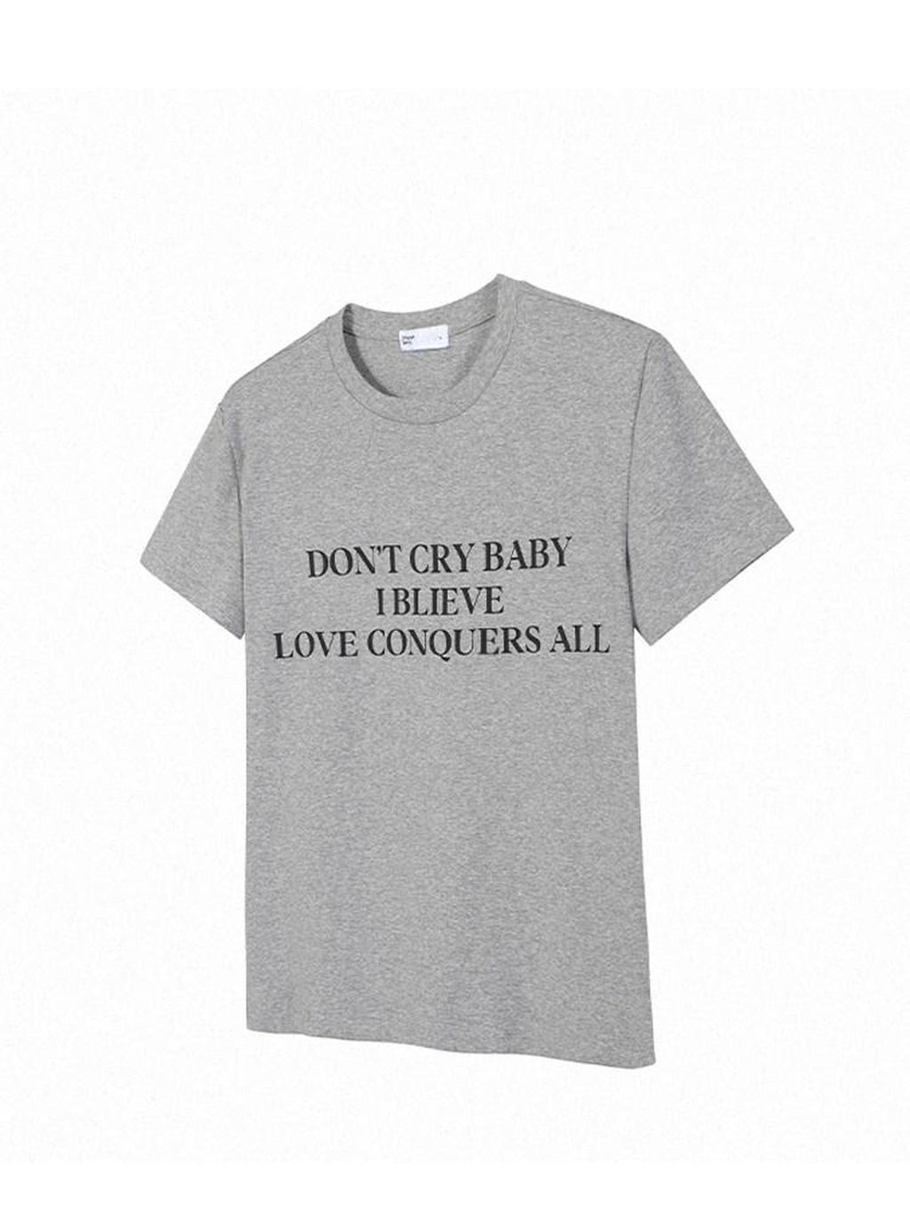 Dream Band Light Gray Letter Print Slim Fit Women's Cotton Blend Short Sleeve T-shirts