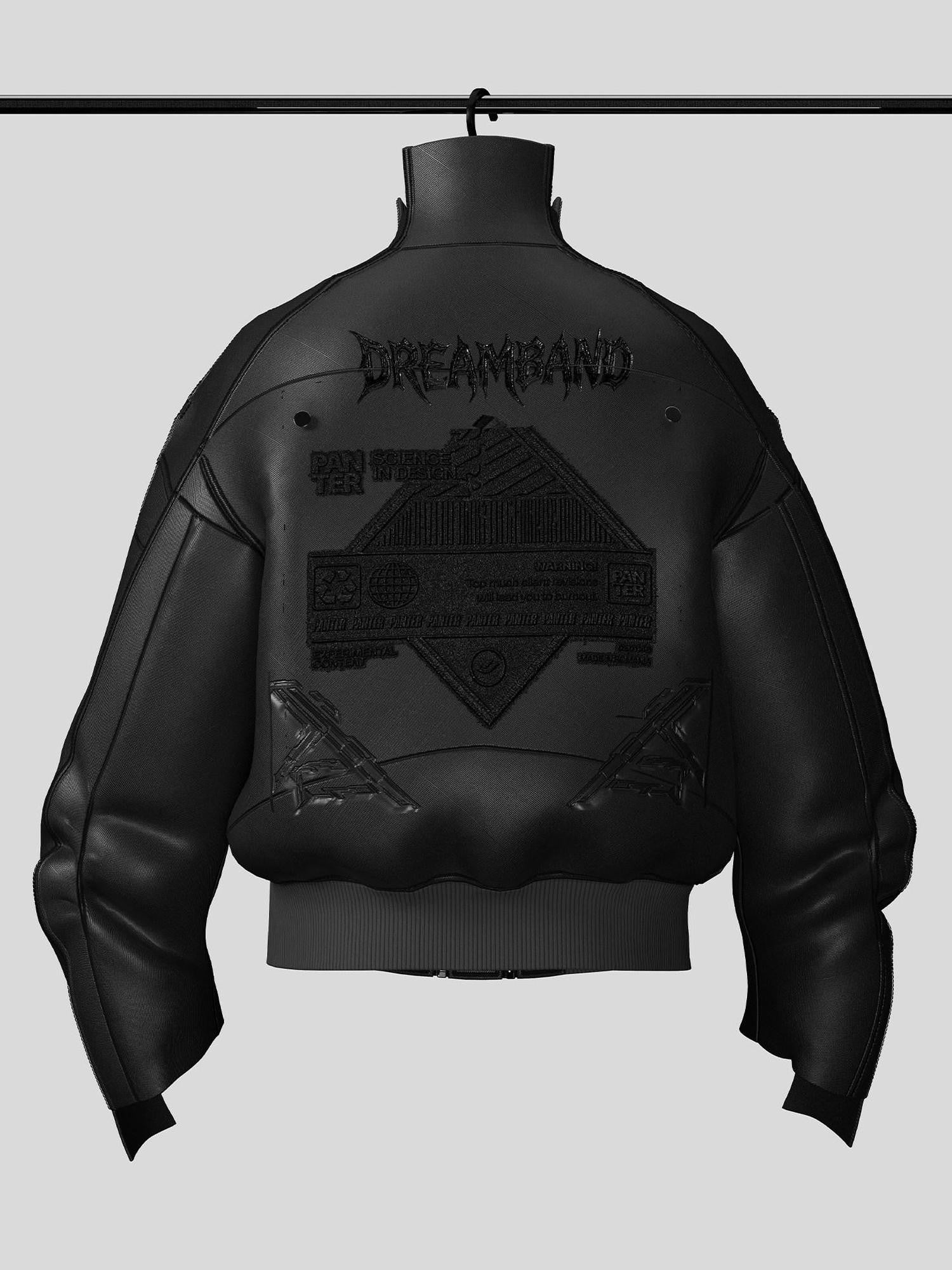 Dream Band Motorcycle Punk Loose Fit Stand Collar Women's Pu Leather Hardshell Jackets