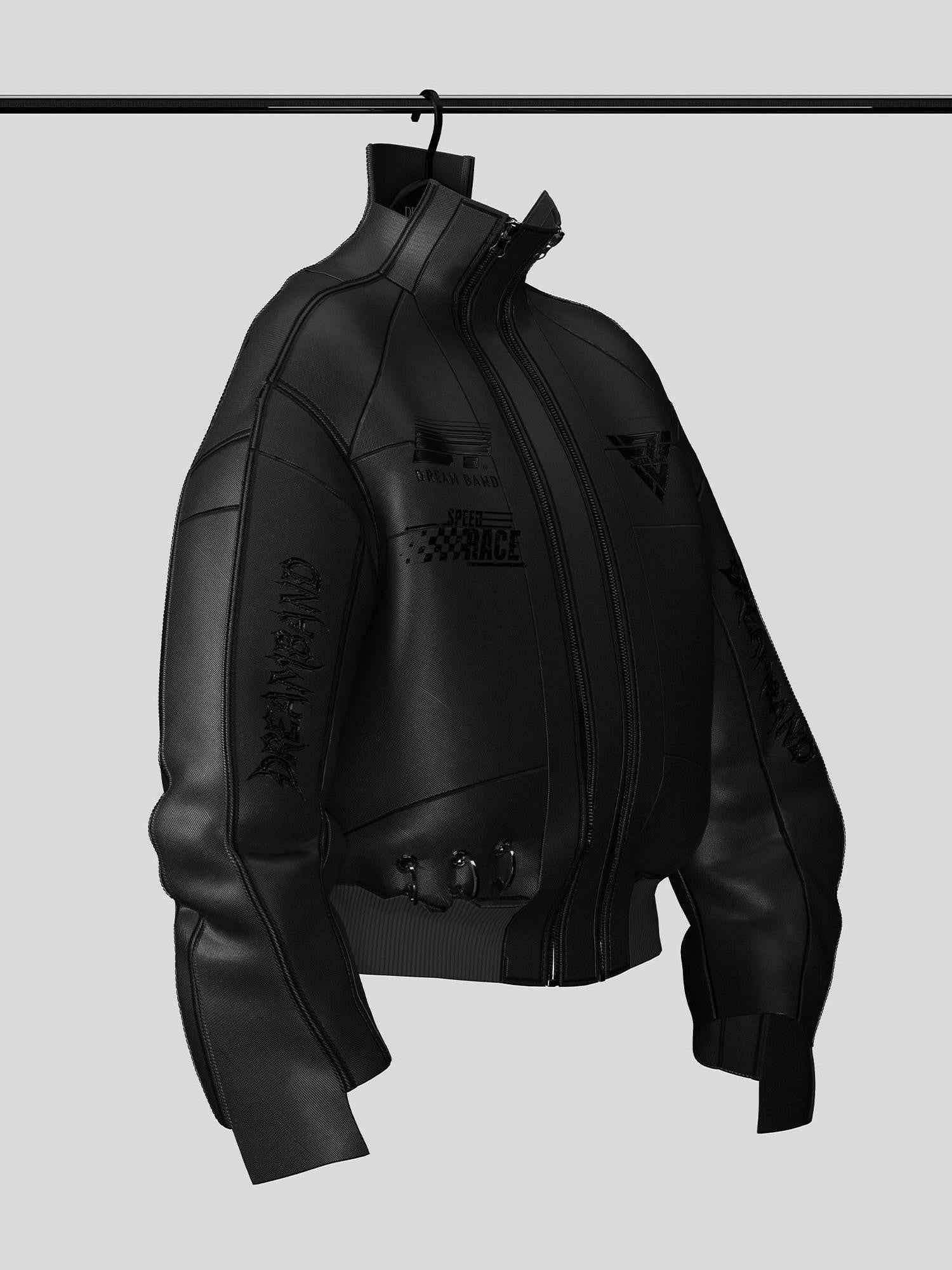 Dream Band Motorcycle Punk Loose Fit Stand Collar Women's Pu Leather Hardshell Jackets
