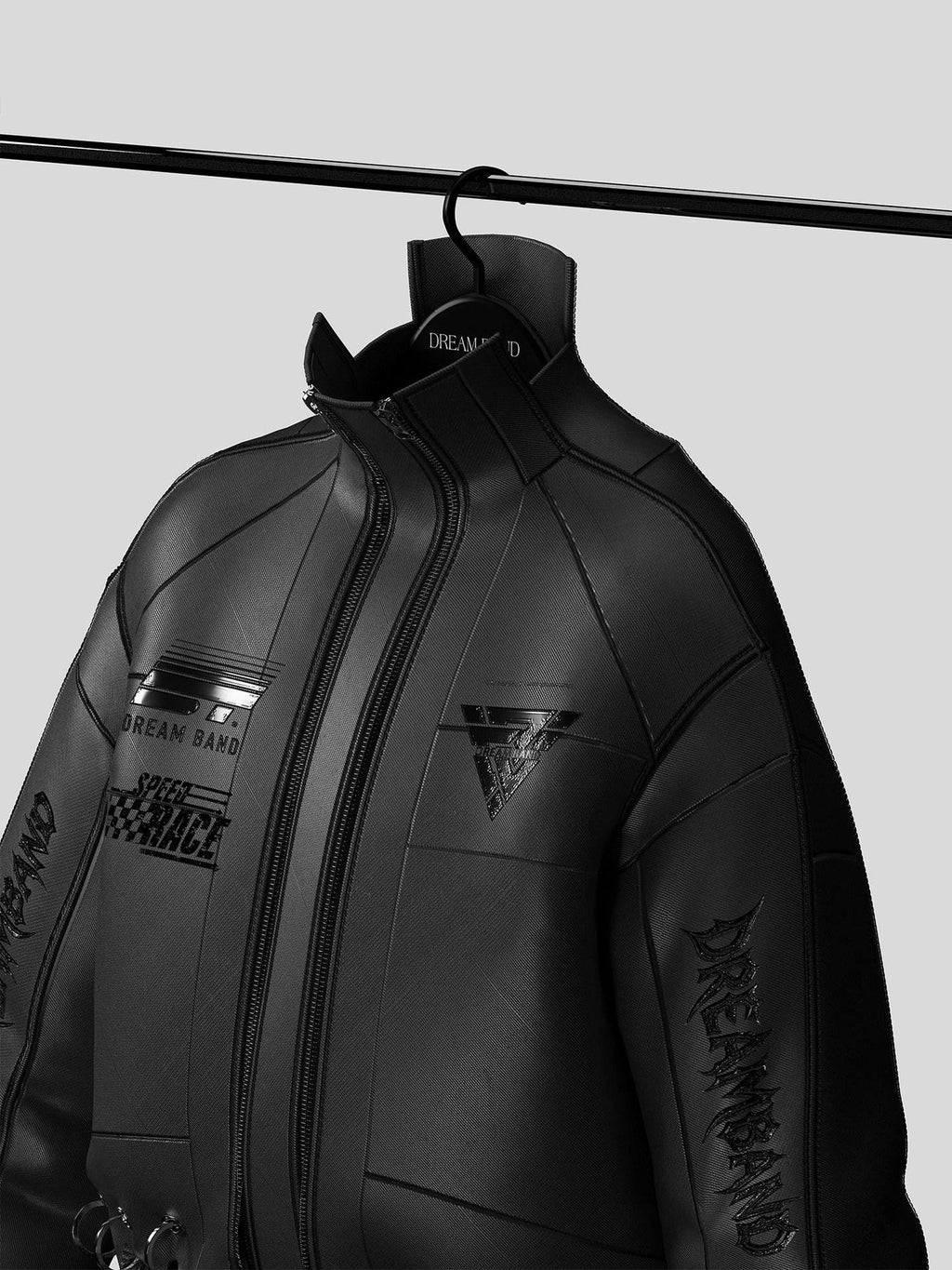 Dream Band Motorcycle Punk Loose Fit Stand Collar Women's Pu Leather Hardshell Jackets