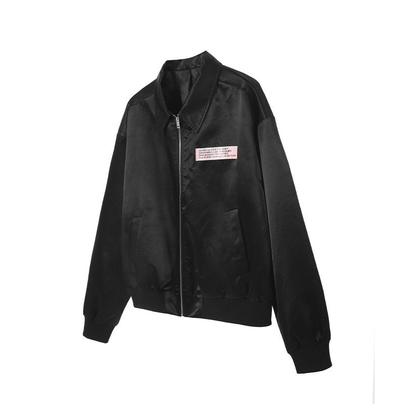 Dream_Band_Pink_Aqua_Nameplate_Short_Zipper_Lapel_Women's_Loose_Fit_Solid_Coach_Jackets_898140642006_MISSTT