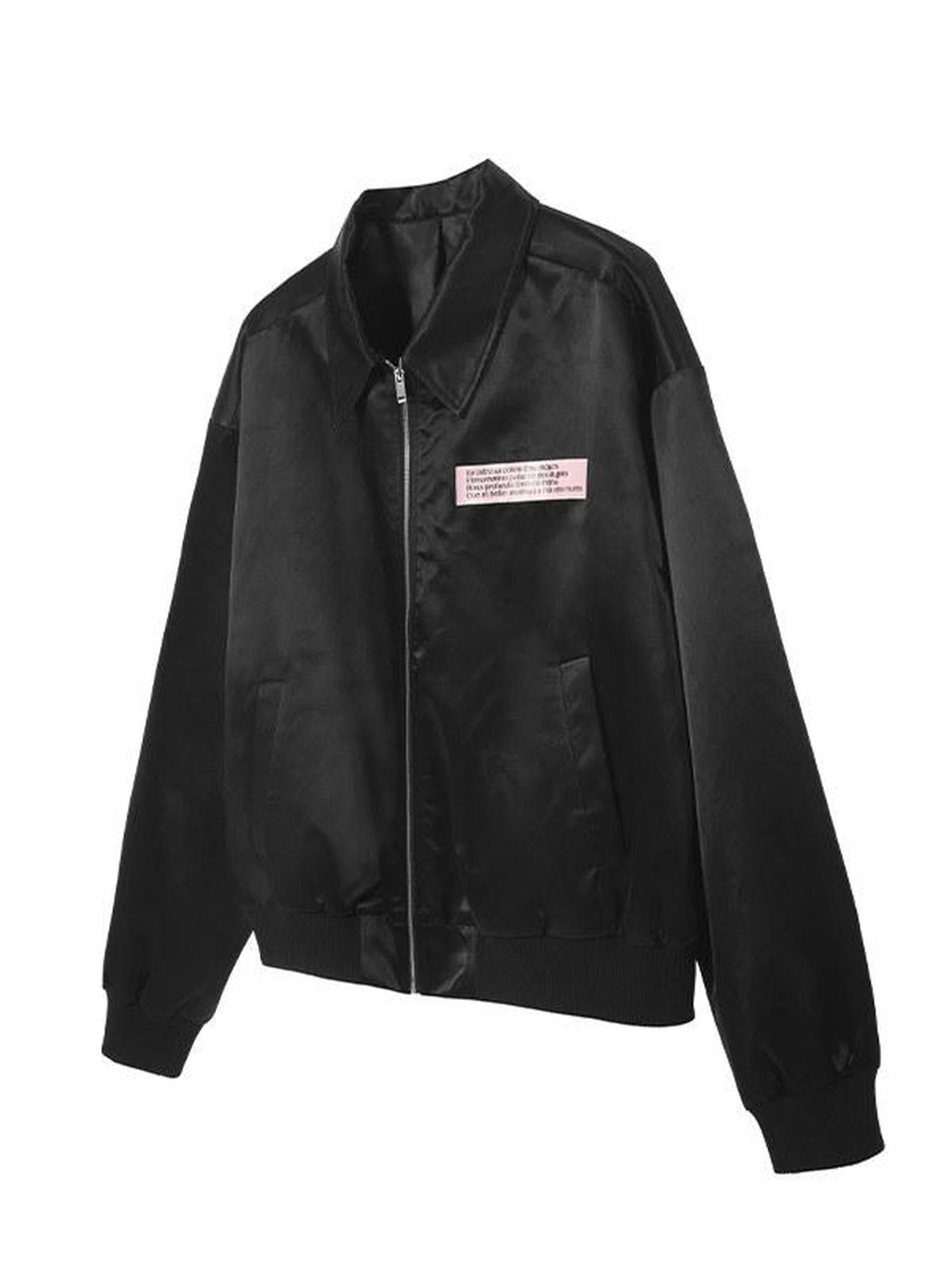 Dream Band Pink Aqua Nameplate Short Zipper Lapel Women's Loose Fit Solid Coach Jackets