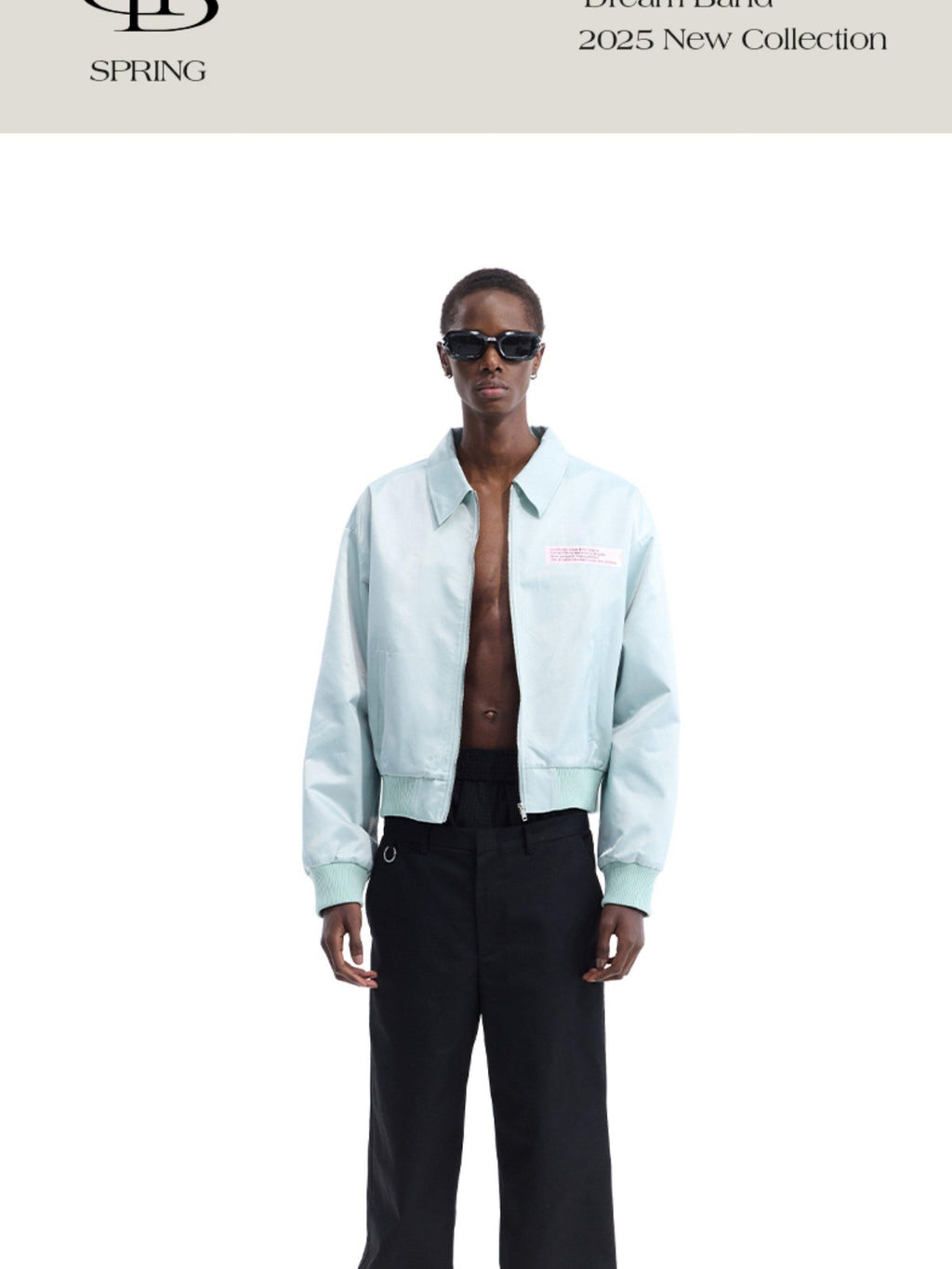 Dream Band Pink Aqua Nameplate Short Zipper Lapel Women's Loose Fit Solid Coach Jackets
