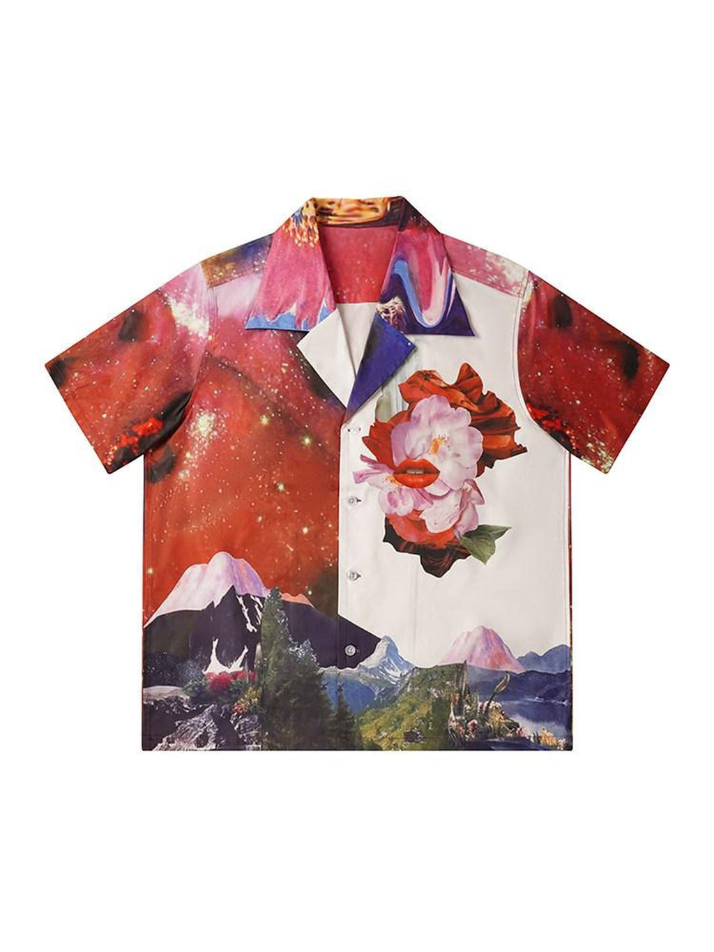 Dream Band Pink Lapel Collar Loose Fit Short Sleeve Women's Lightweight Print Shirts
