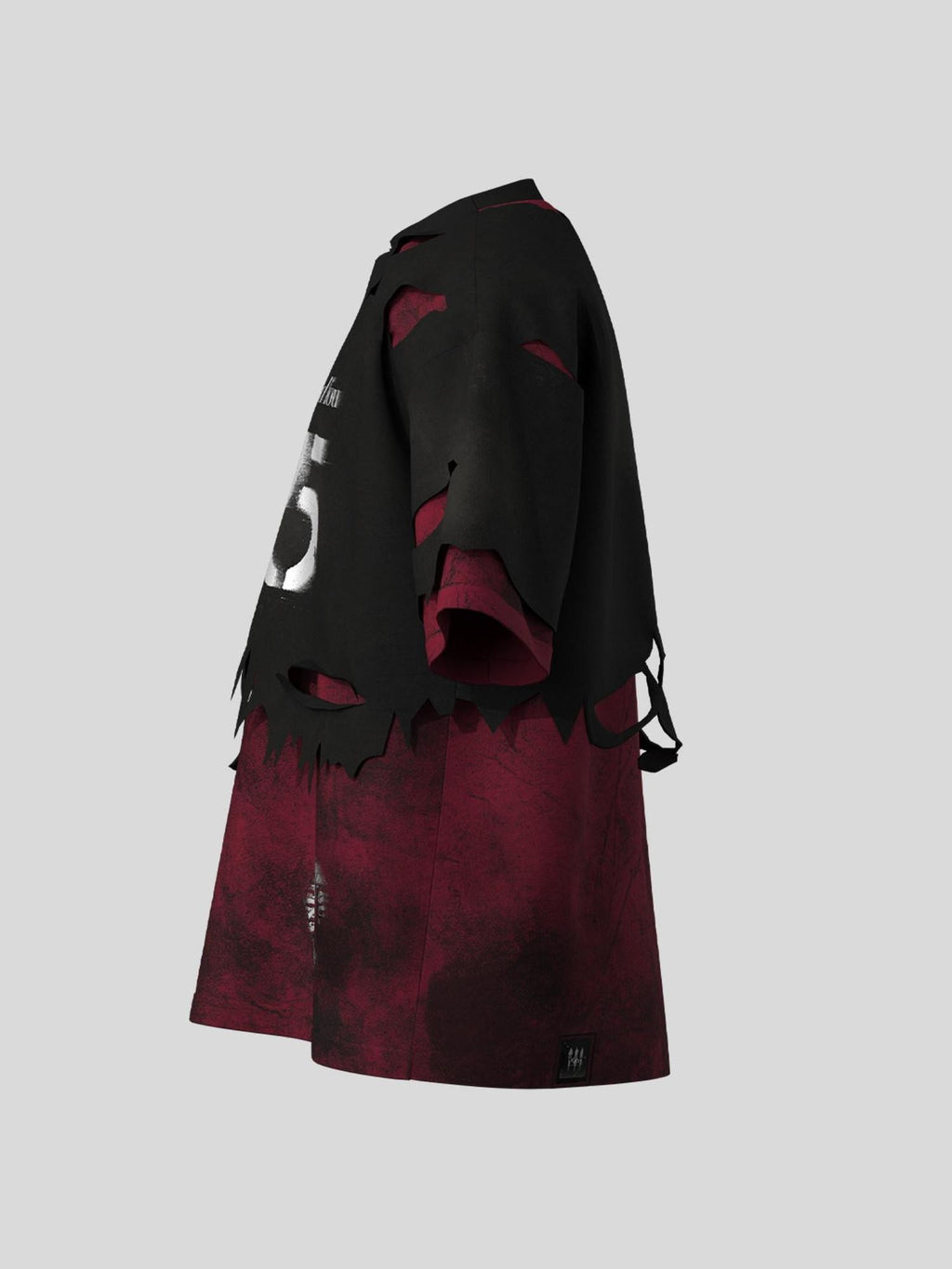 Dream Band Red Black Distressed Hole Number Print Women's Cotton Short Sleeve T-shirts