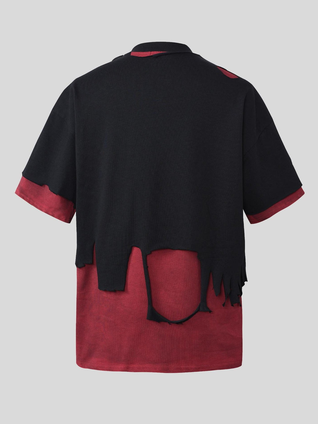 Dream Band Red Black Distressed Hole Number Print Women's Cotton Short Sleeve T-shirts