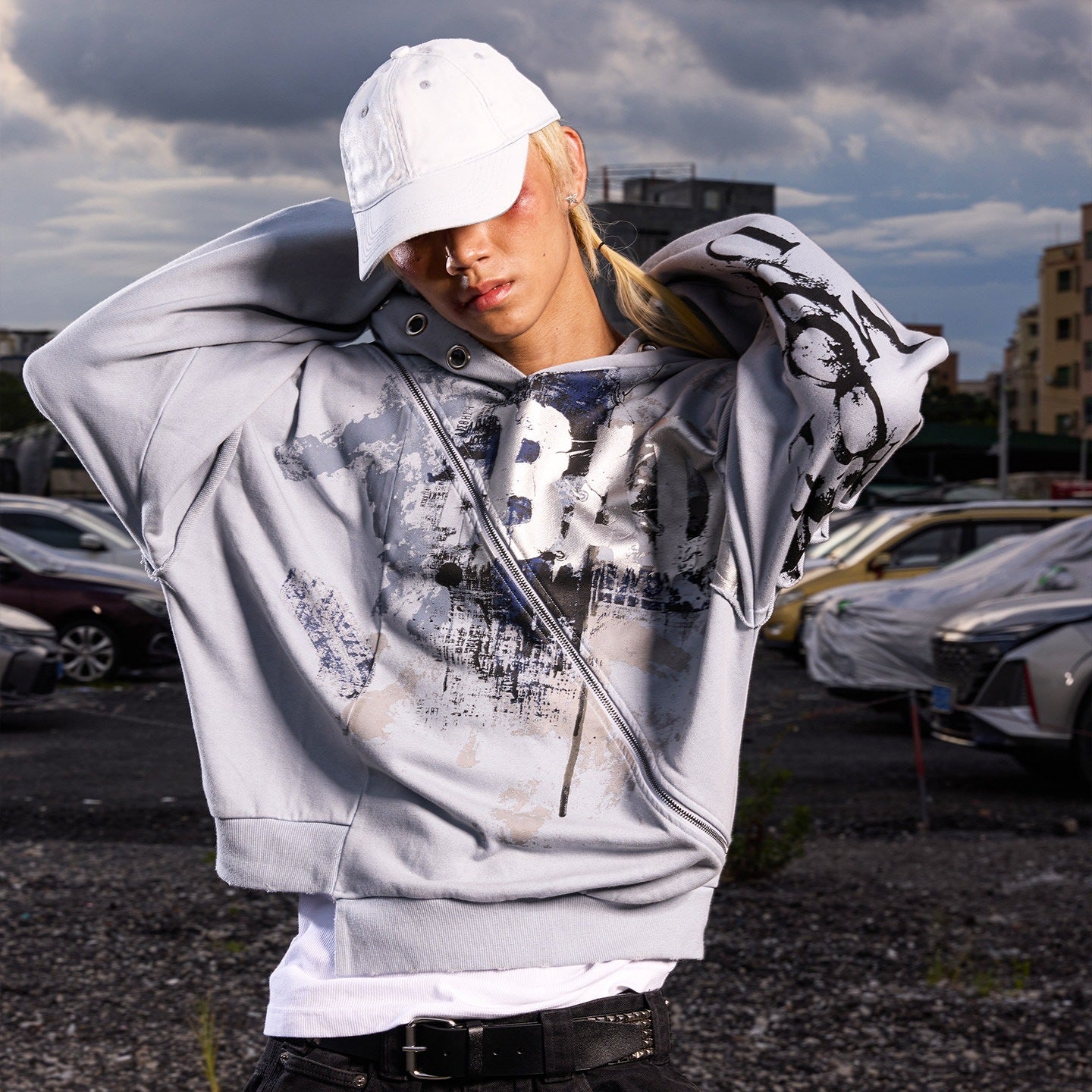 Dream_Band_Sky_Blue_Letter_Print_Zipper_Hood_Women's_Cotton_Blend_Graphic_Hoodies_977737054824_MISSTT