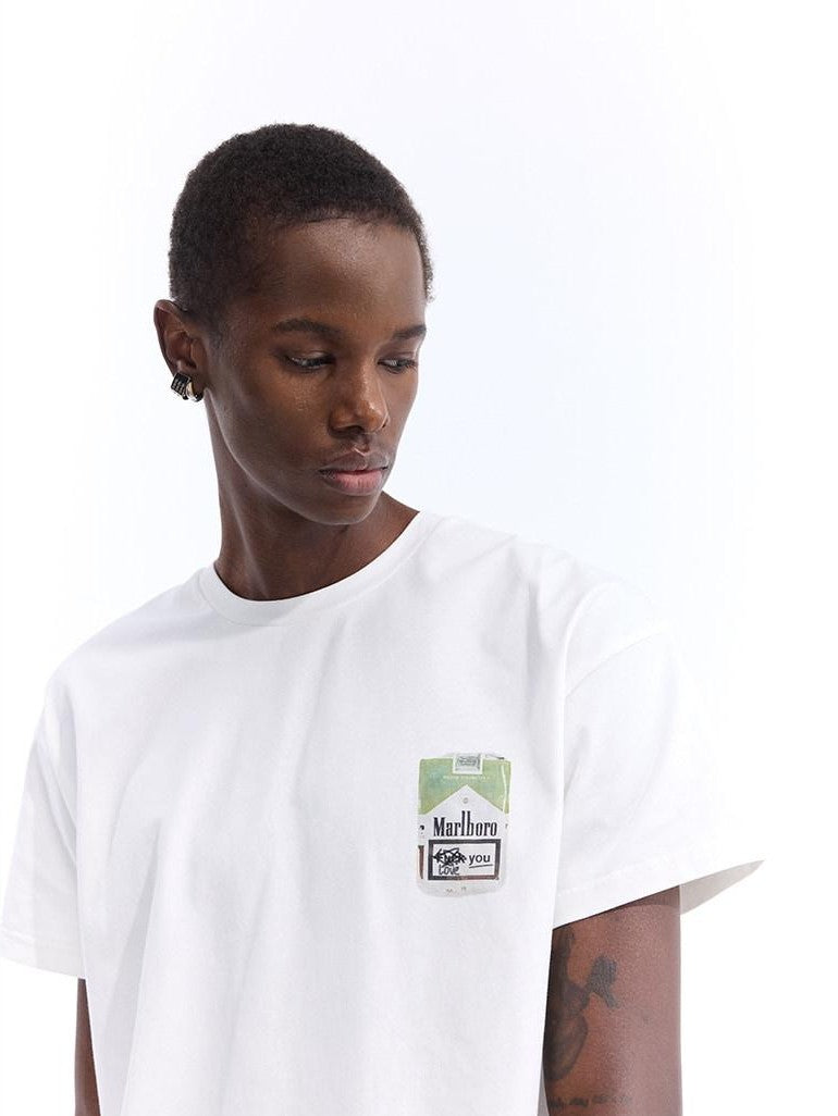 Dream Band White Print Round Neck Short Sleeve Slim Fit Women's Pure Cotton Basic T-shirts